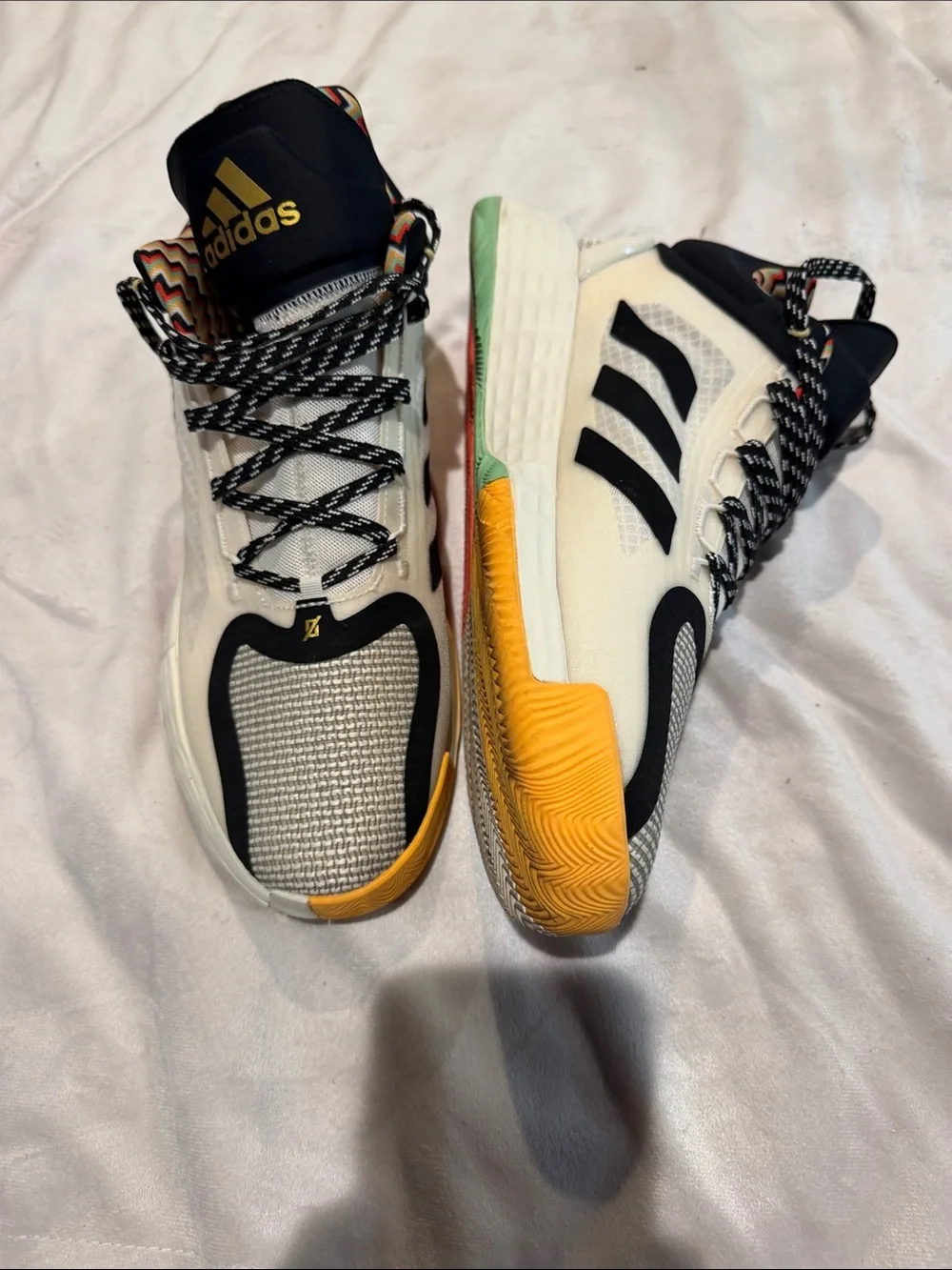 adidas White Black Gold Performance Basketball Shoes